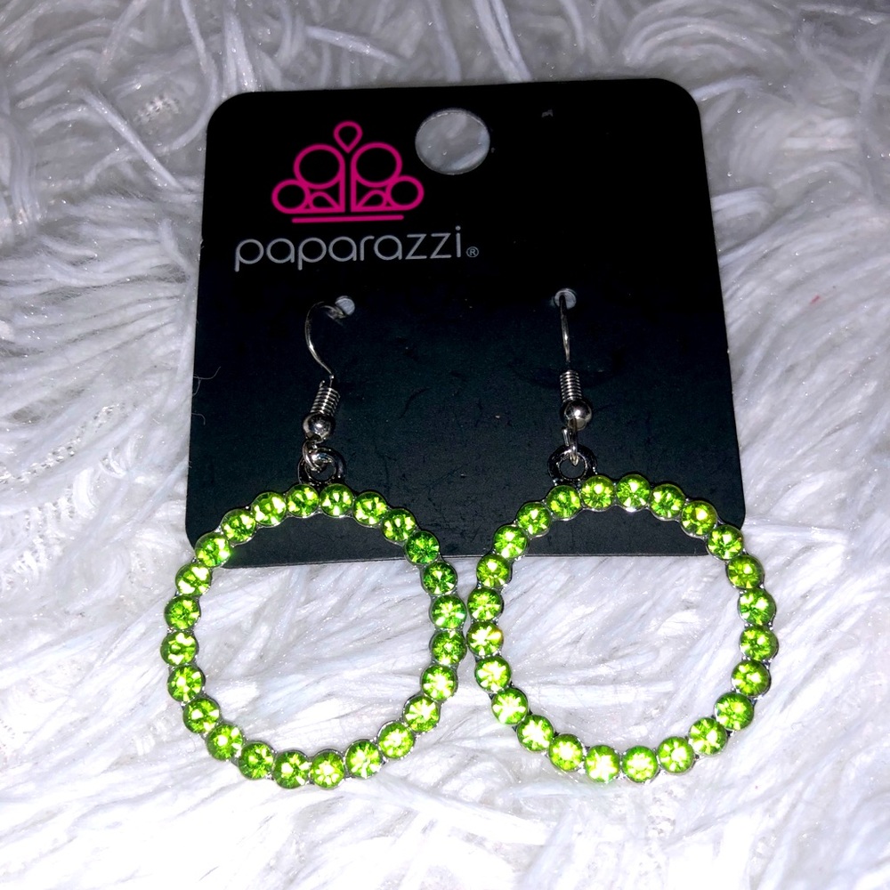 Green stoned fishhook earrings